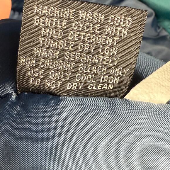 VINTAGE STARTER 90's Streetwear Oversized Hooded Puffer Teal & Navy Full Zip - Picture 12 of 15